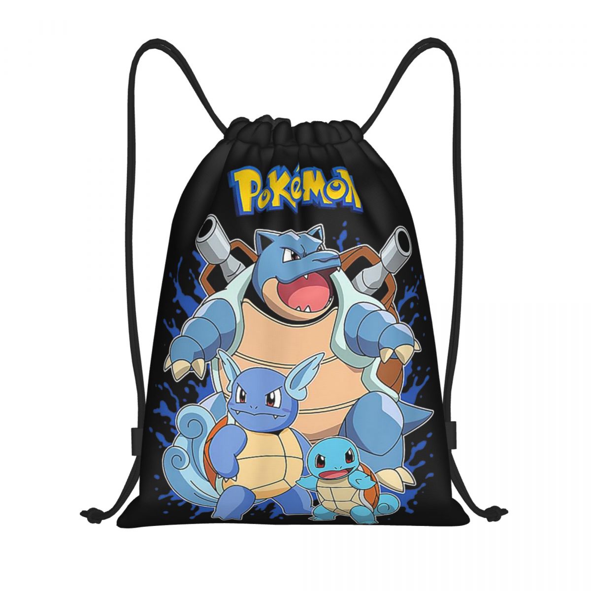 Drawstring Gym Bag - Pokemoned Squirtle Evolution Drawstring Backpack Sports