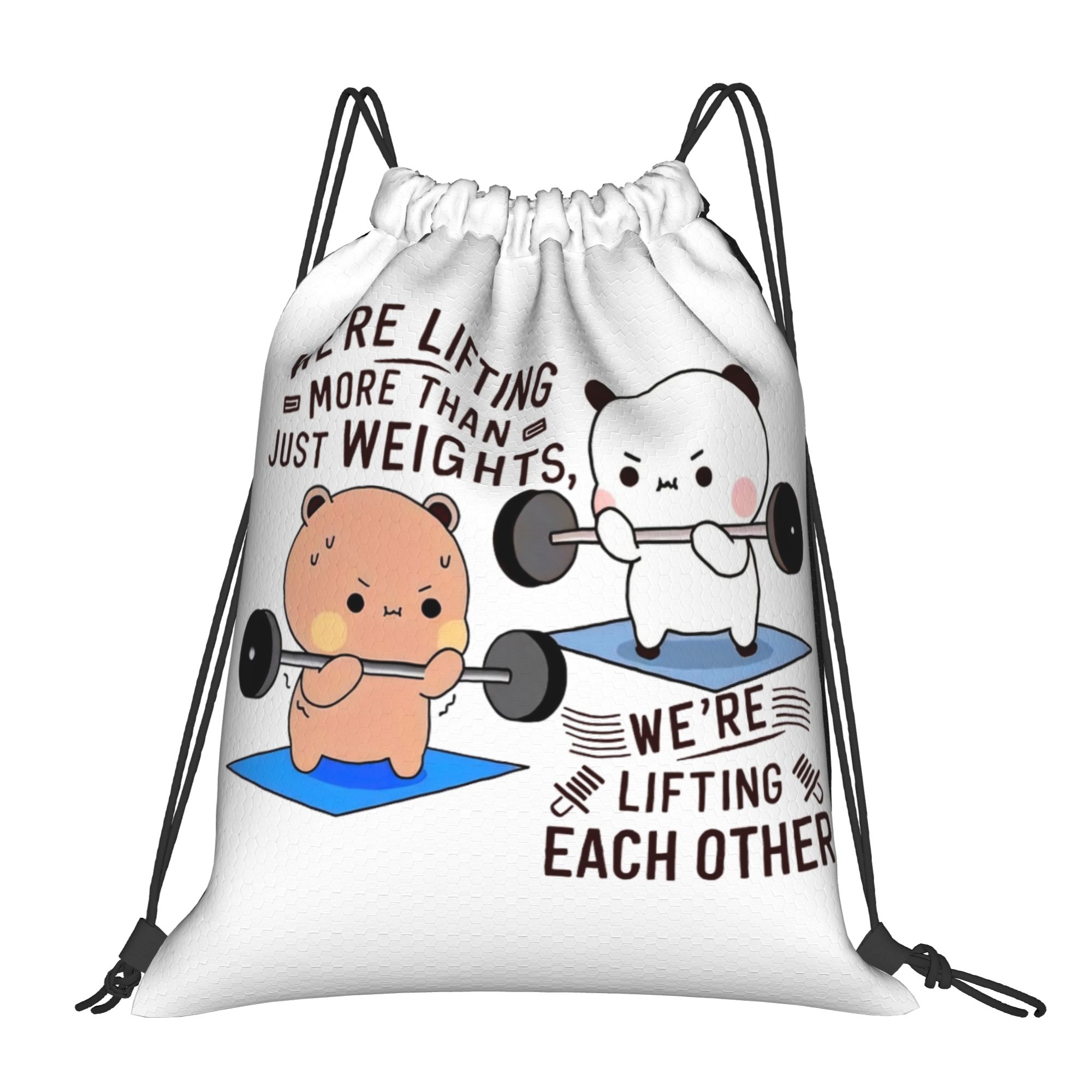 Drawstring Gym Bag - Bubu Dudu Lifting Each Other In