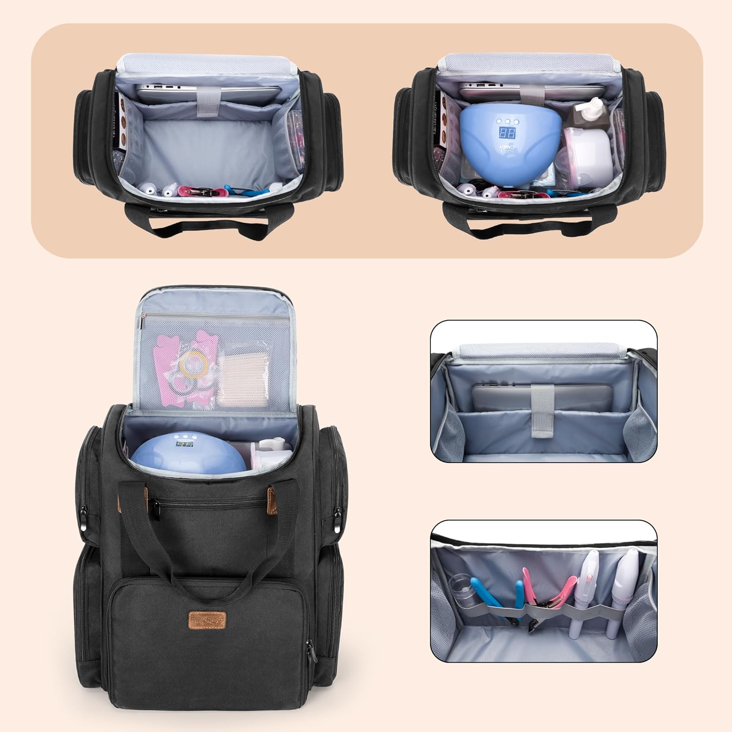 Nail Polish Organizer Backpack - Laptop Sleeve Removable 评论和价格