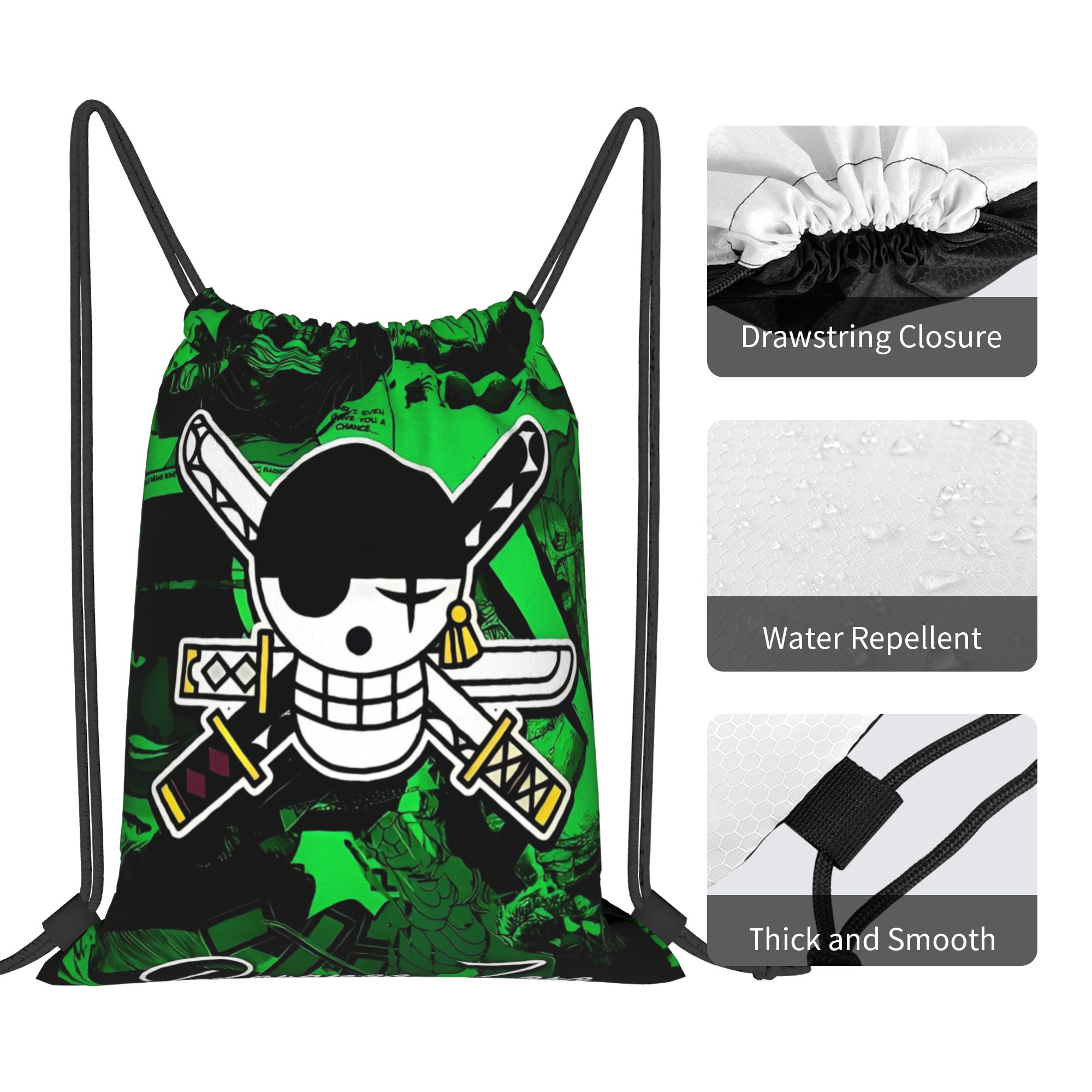 One Piece Zoro Skull Backpack  - Drawstring Gym Bag 评论和价格