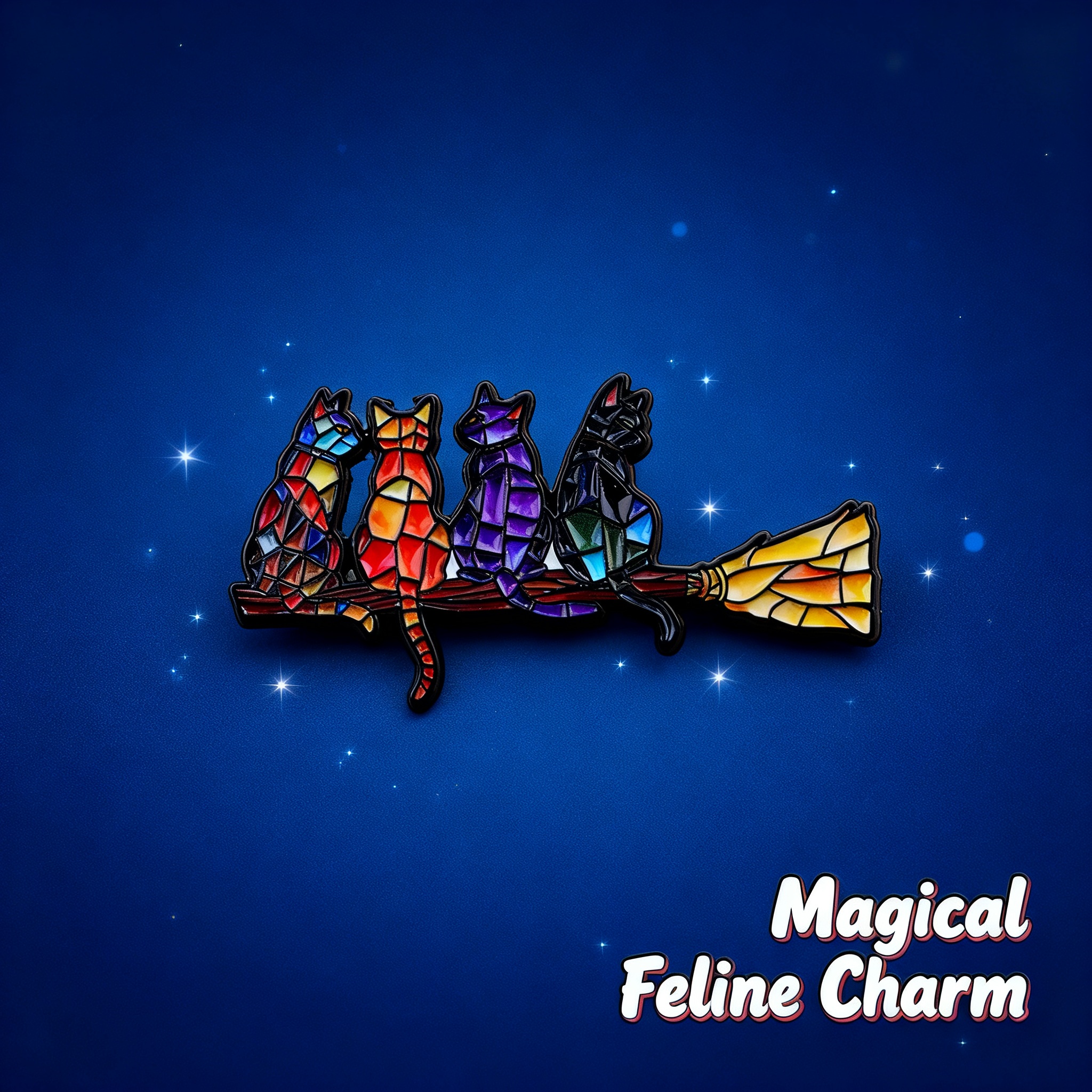 Colorful Cat Enamel Pin Witch  - Fashion Backpack Women 评论和价格