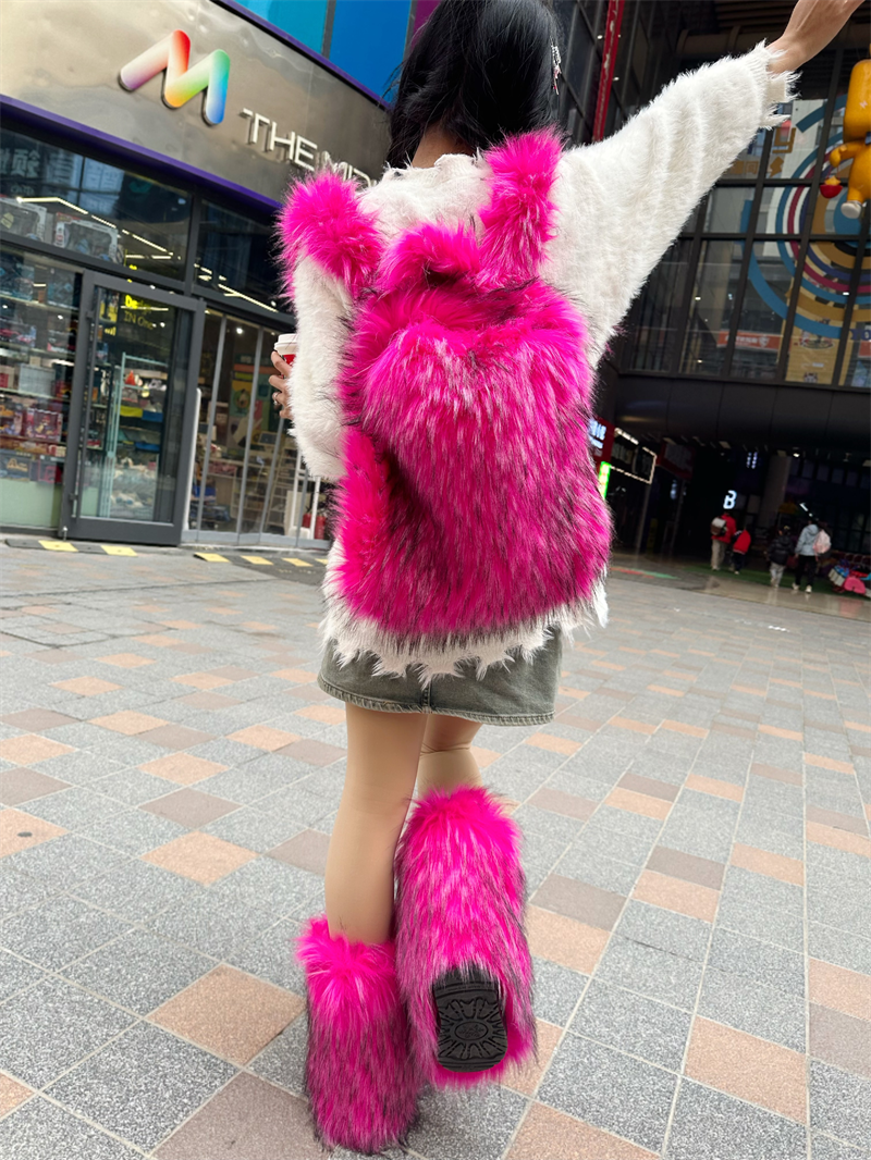 Y2K Faux Fur Leopard Women Bac - Fashion Backpack Women 评论和价格