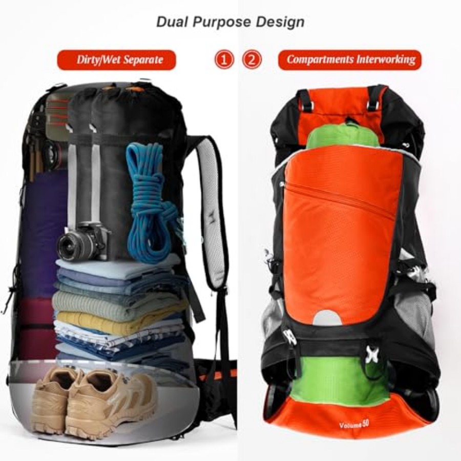 50L Hiking Backpack Travel Bag - Hiking Backpack Waterproof 评论和价格