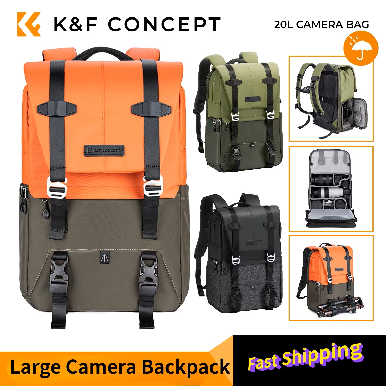 K&F CONCEPT Camera Backpack Tr - Laptop Backpack 15.6 评论和价格