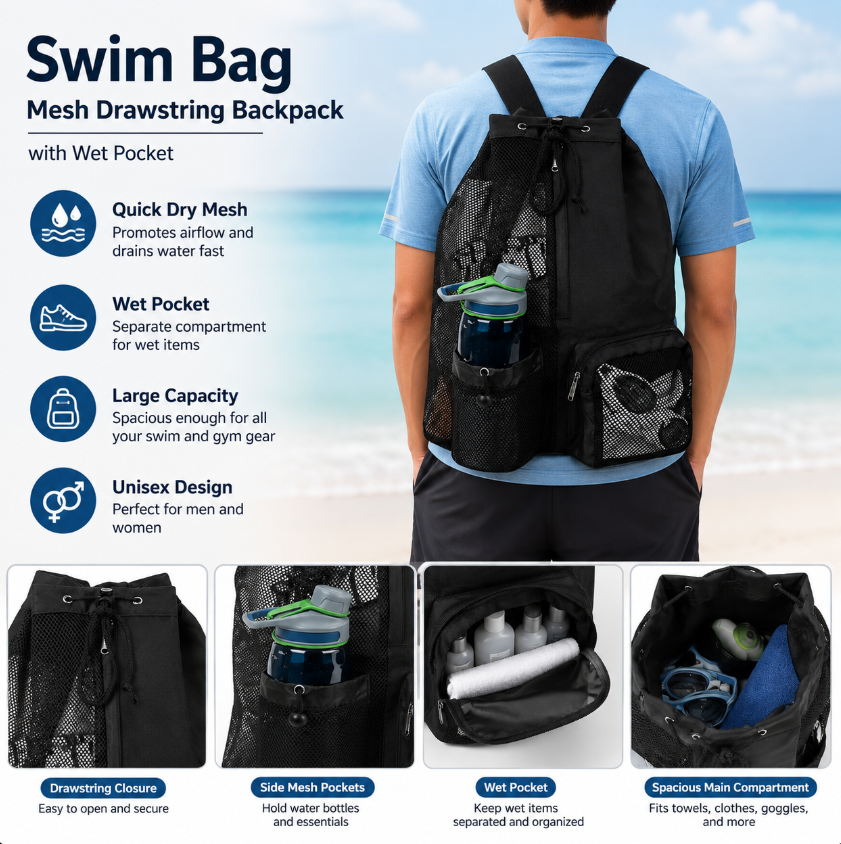 Drawstring Beach Storage Bag M - Drawstring Gym Bag 评论和价格