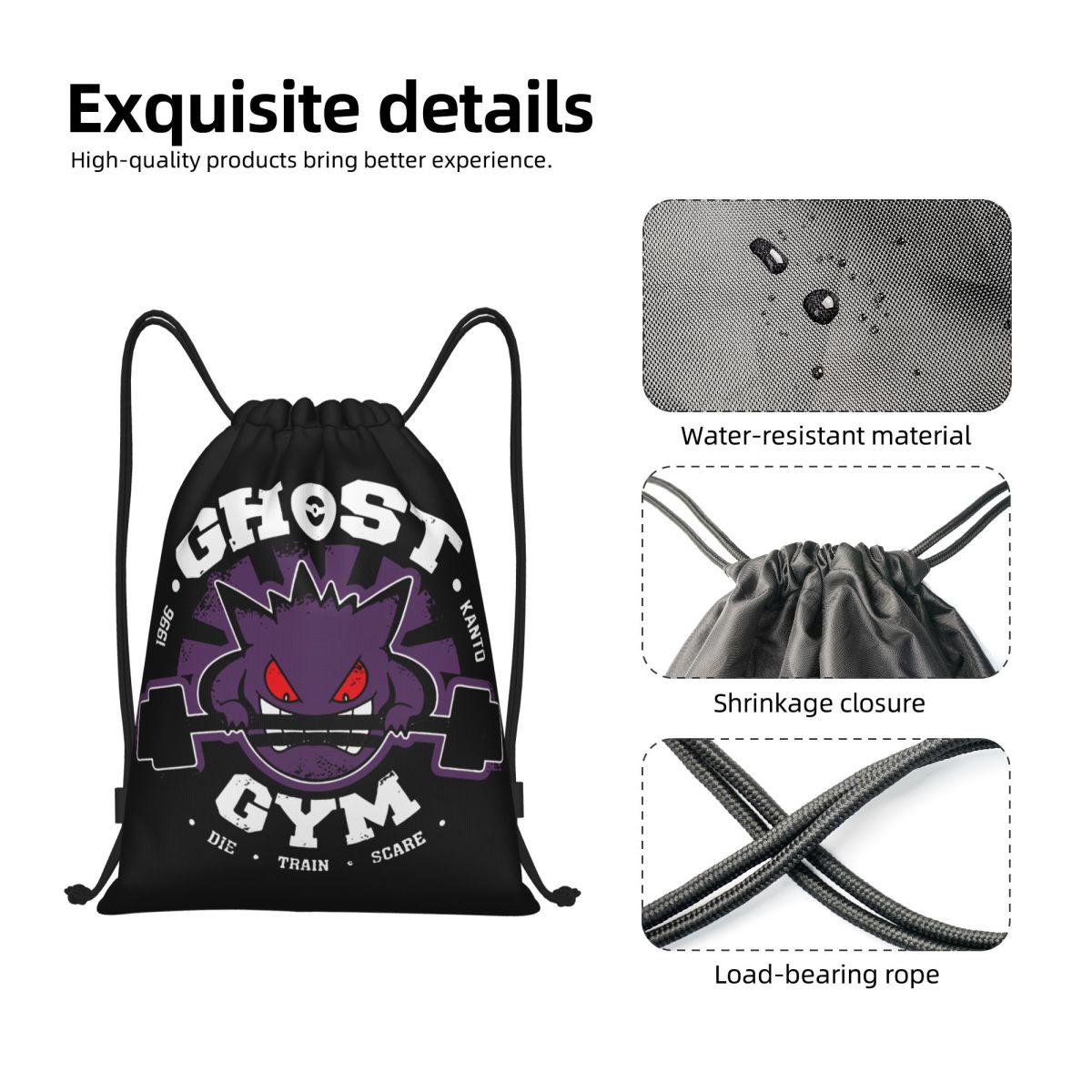 Ghost Gym Drawstring Backpack  - Drawstring Gym Bag 评论和价格