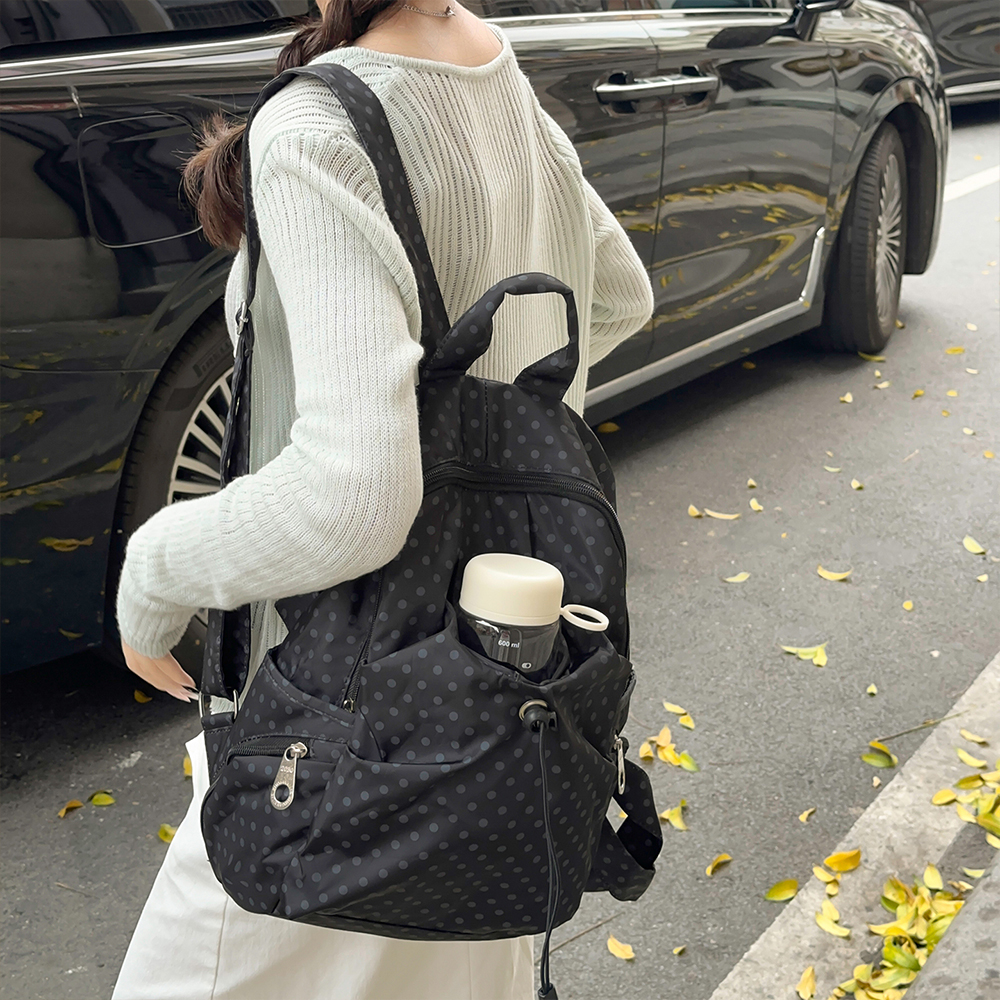 Polka Dot Nylon Drawstring Bac - Canvas Backpack Casual 评论和价格