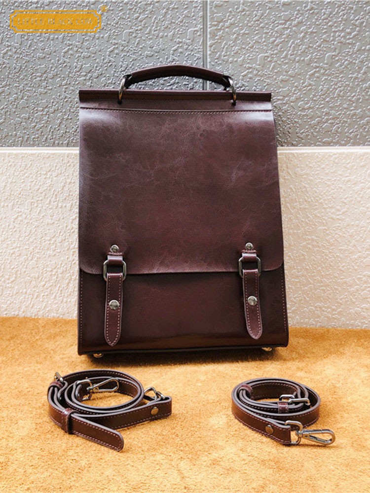 British Style Vintage Cow Spli - Leather Backpack Vintage 评论和价格