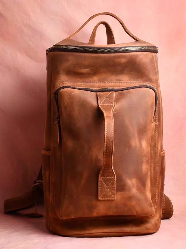 Handmade Mens Large Capacity T - Leather Backpack Vintage 评论和价格