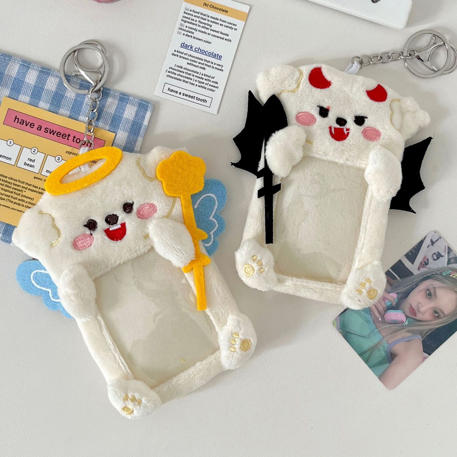 Plush Angel Devil Keychain Cut - Fashion Backpack Women 评论和价格