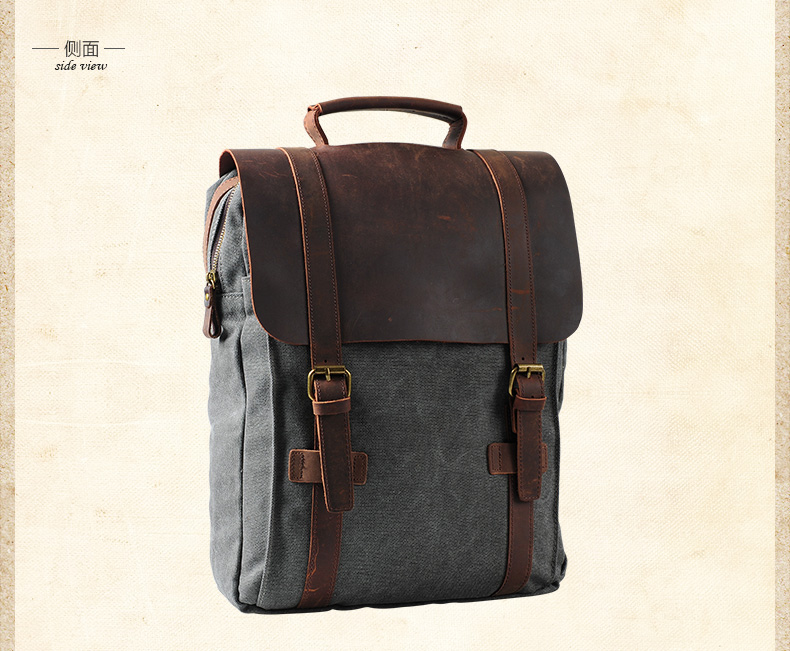 Fashion Male Backpack Leather  - Rucksack Military Style 评论和价格