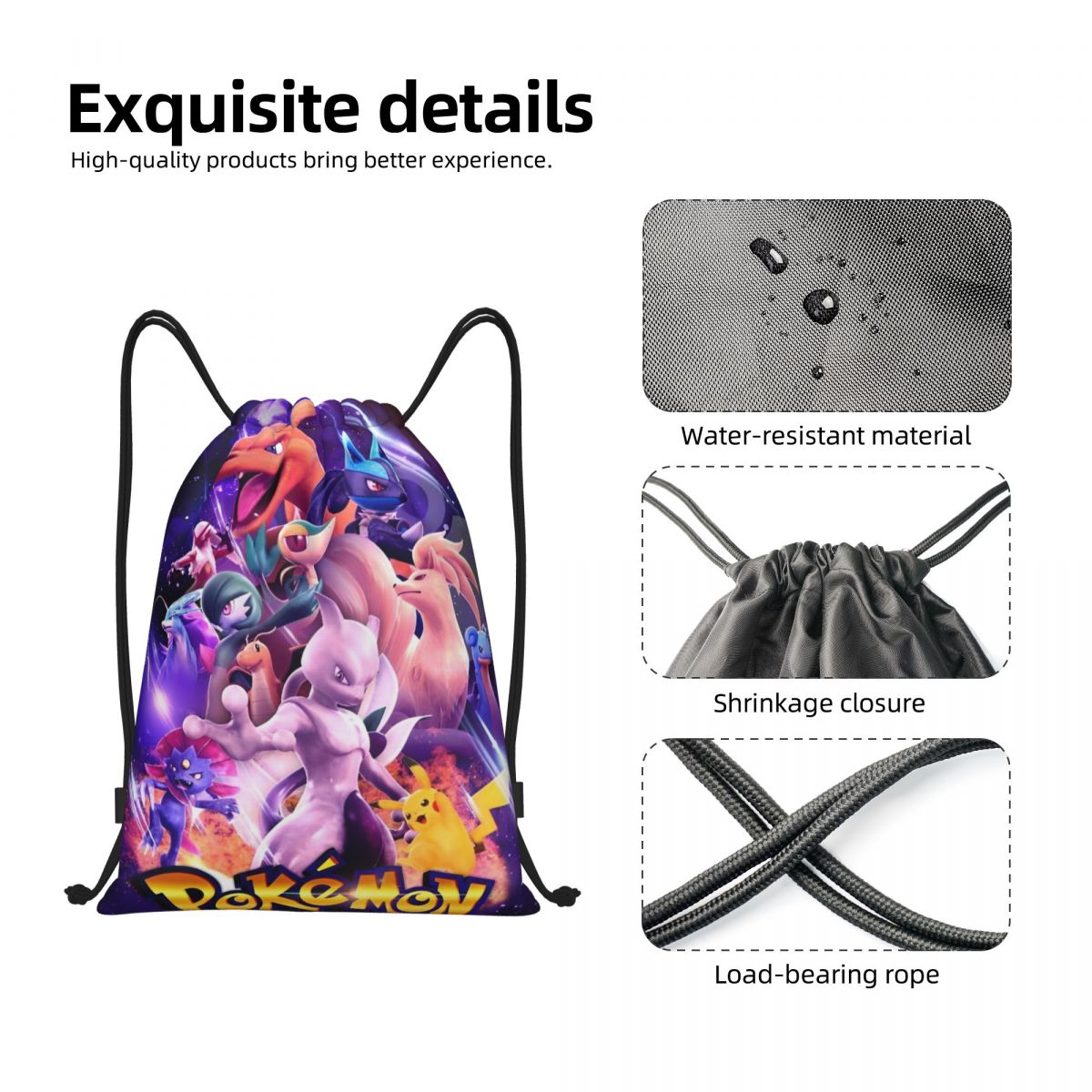 Cute Cartoon Manga Poke-Mon Ba - Drawstring Gym Bag 评论和价格