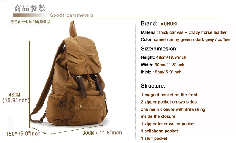 Fashion Vintage Leather milita - Rucksack Military Style 评论和价格
