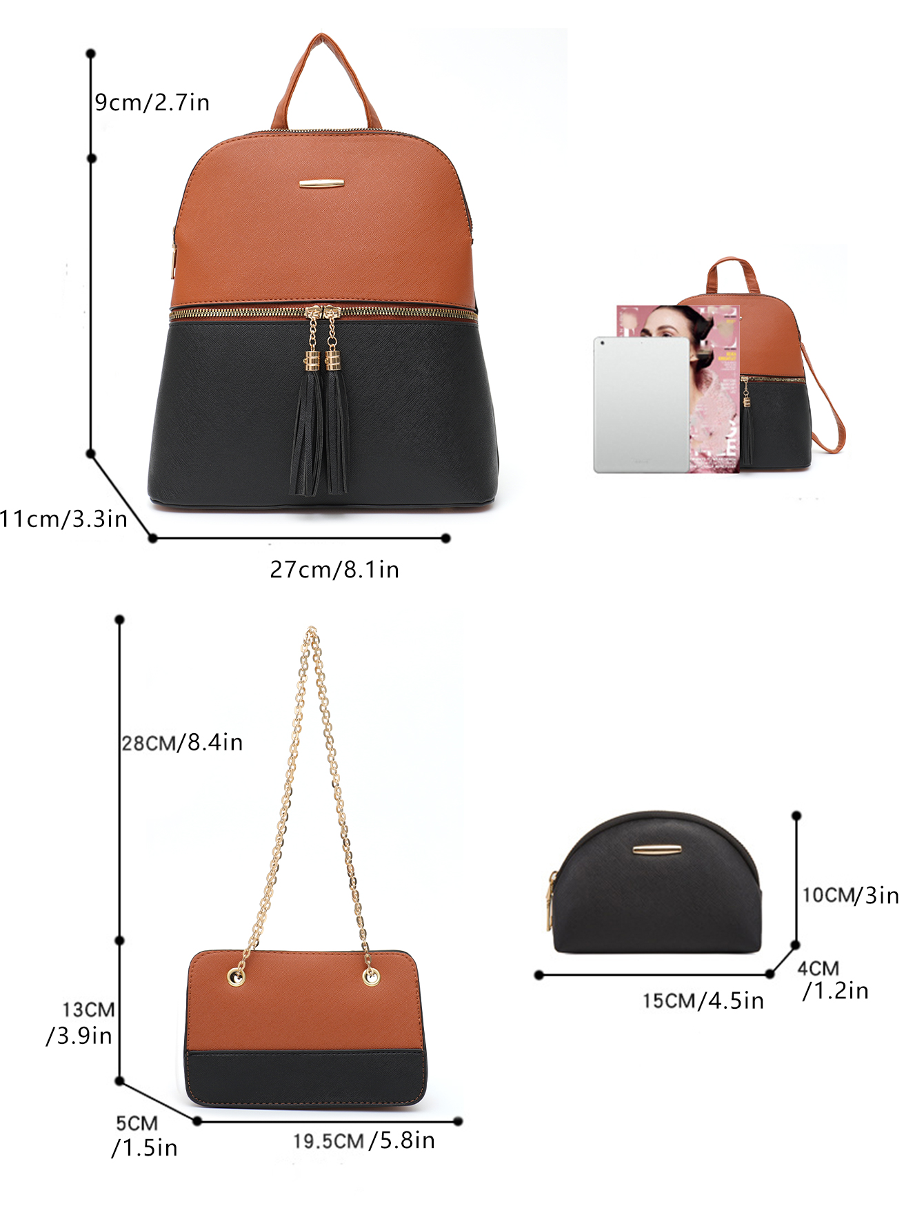 4 PCS Bags Set Women's Fashion - Mini Backpack Purse 评论和价格