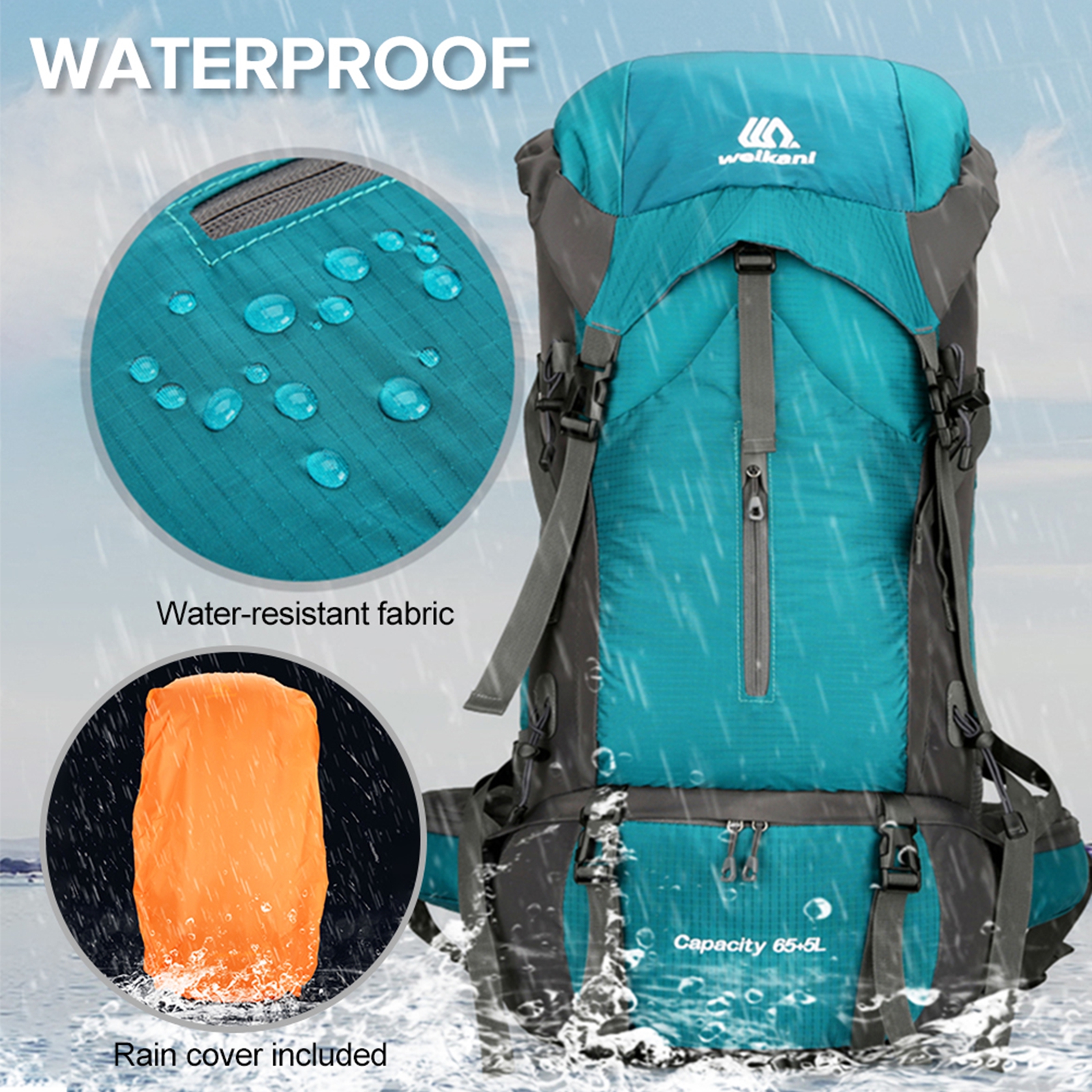 70L Extra Large Backpack for 3 - Rain Cover Backpack 评论和价格