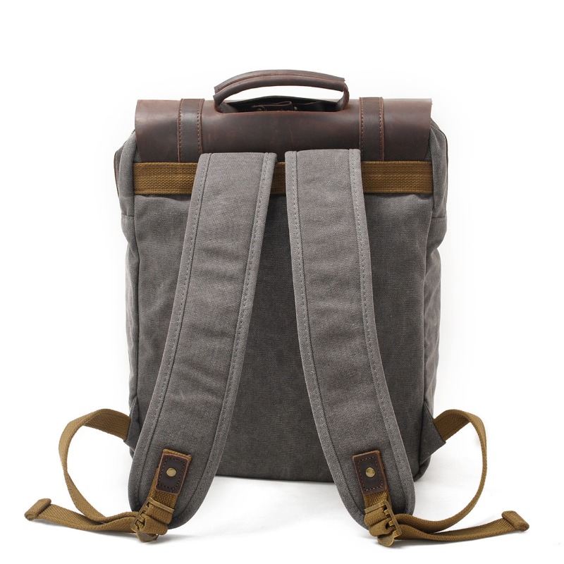 Military Canvas Leather Backpa - Rucksack Military Style 评论和价格