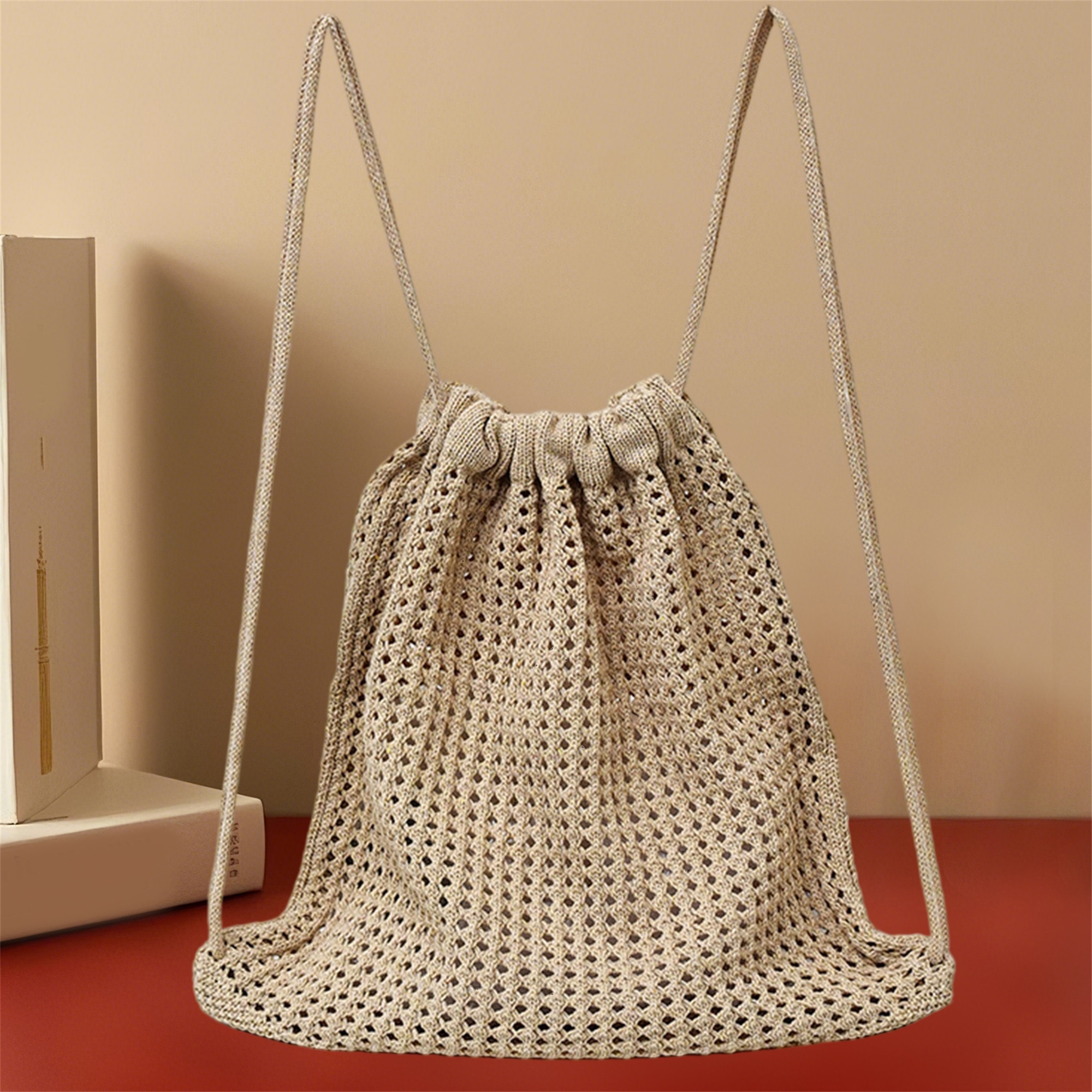 Handmade Crochet Beach Drawstr - Drawstring Gym Bag 评论和价格