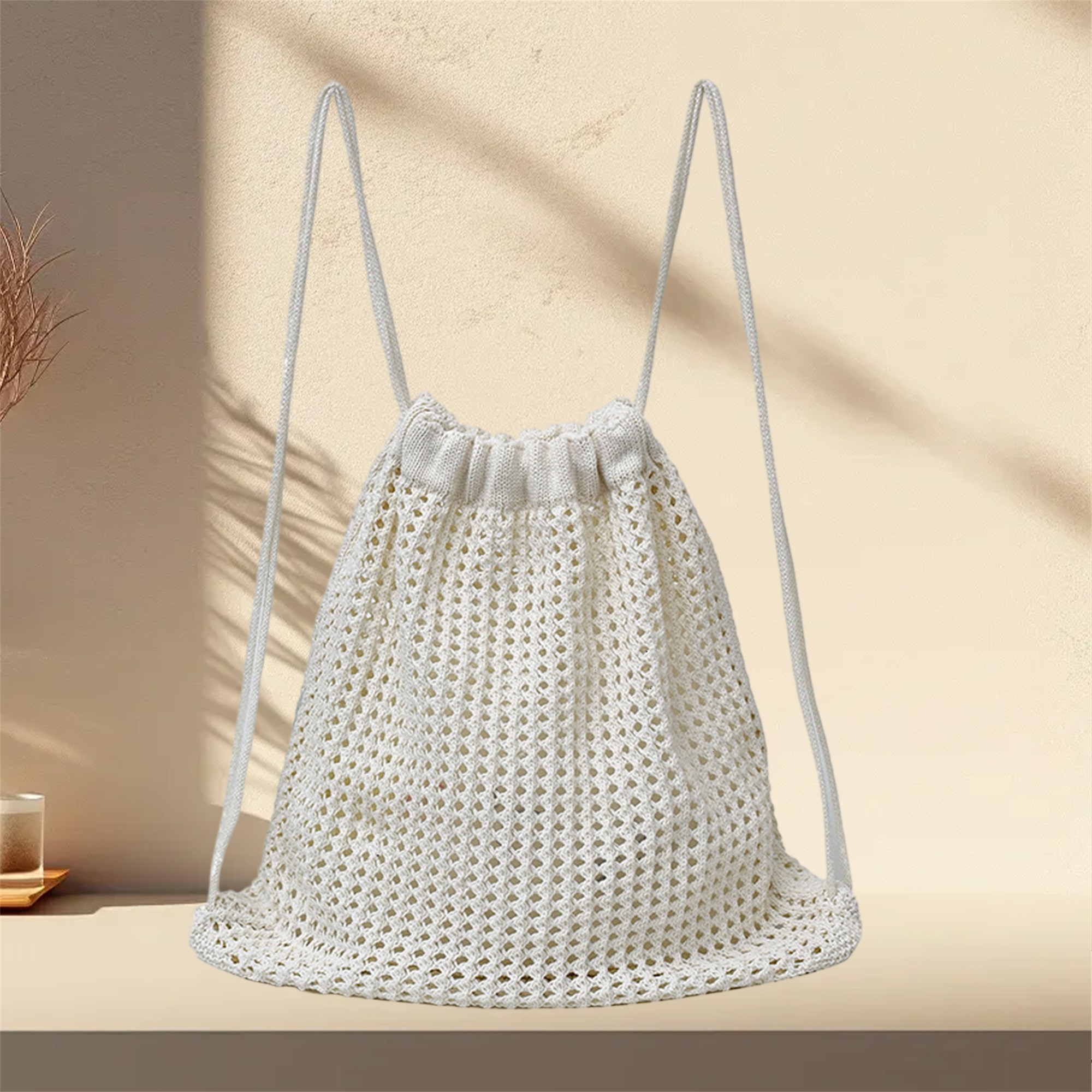 Handmade Crochet Beach Drawstr - Drawstring Gym Bag 评论和价格