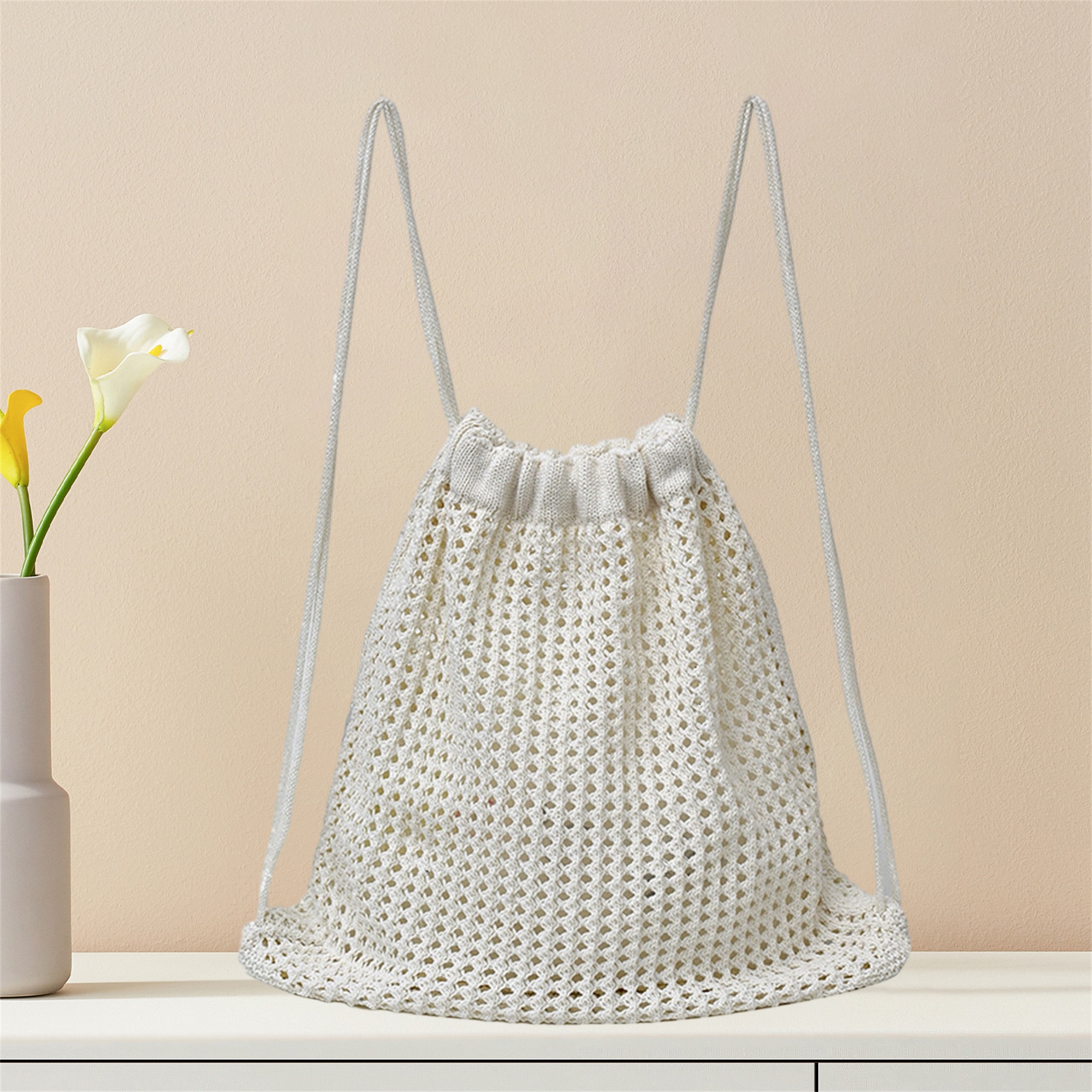 Handmade Crochet Beach Drawstr - Drawstring Gym Bag 评论和价格