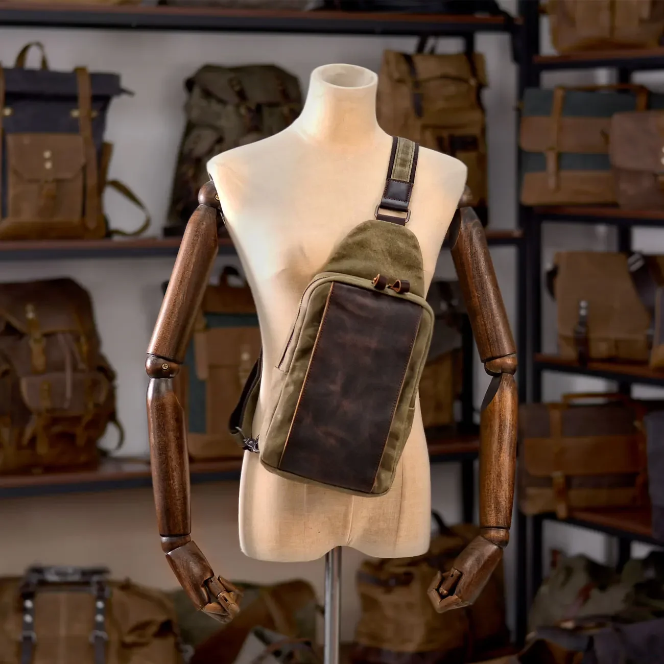 Casual Men's Vintage Waxed Can - Sling Backpack Shoulder 评论和价格