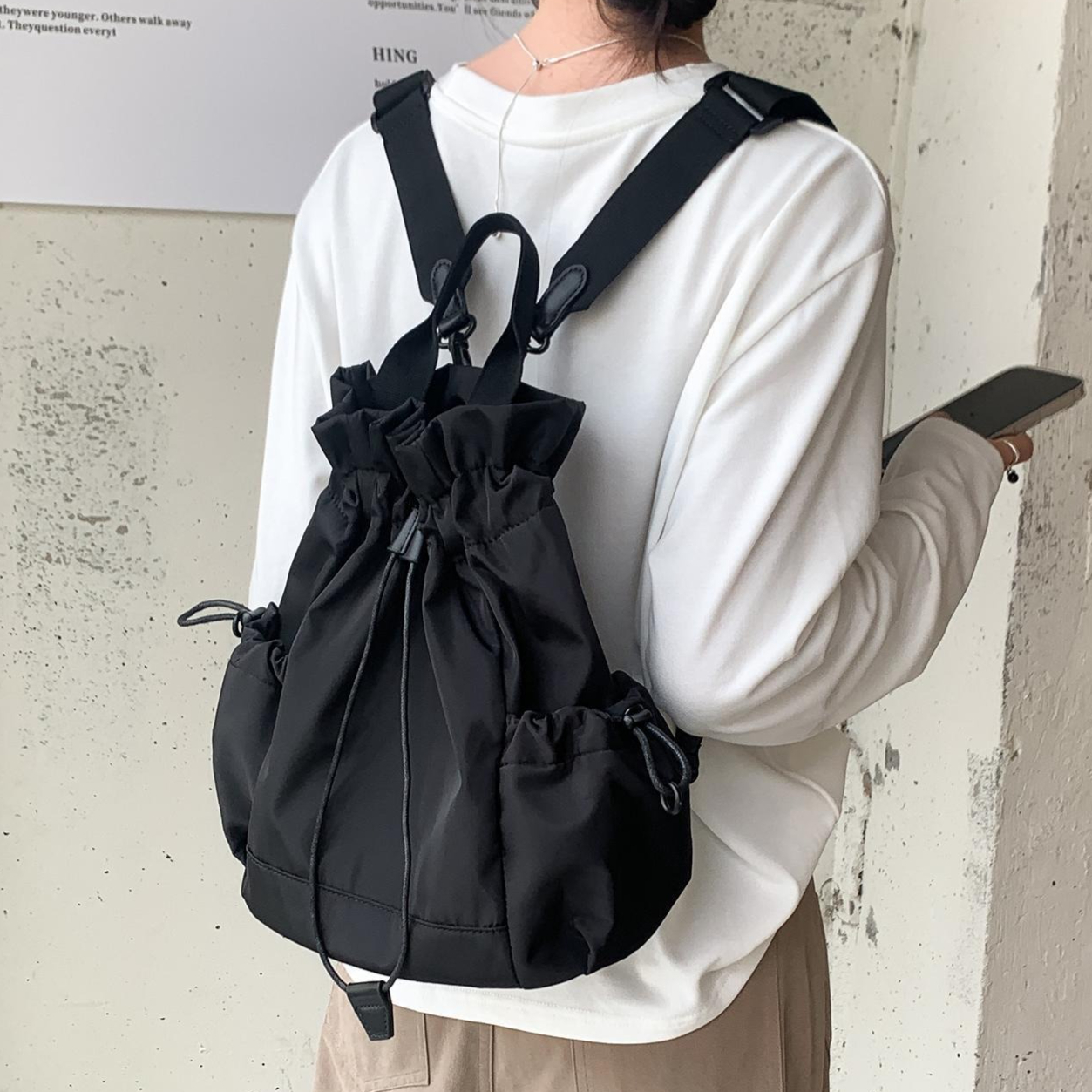 Multi-function Drawstring Buck - Canvas Backpack Casual 评论和价格